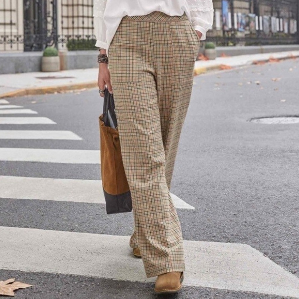 Sundance Womens 14 Brewster Plaid Wide Leg Brown High Waist